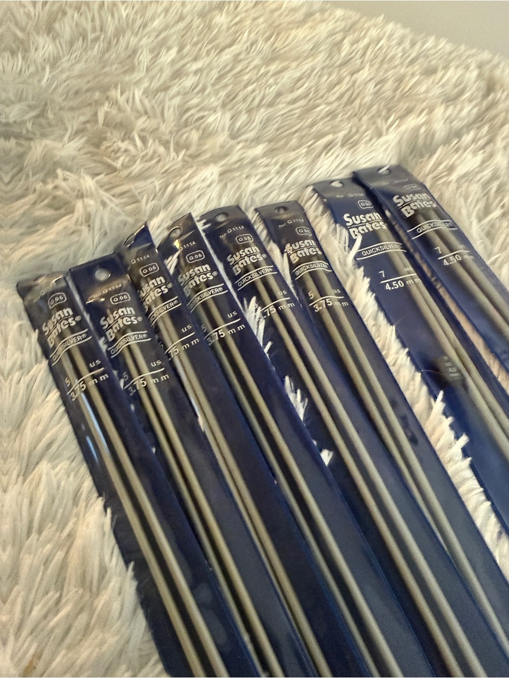 8 pairs of Susan Bates Quicksilver Knitting Needles 3.75 mm and 4.5 mm sizes